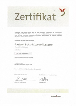 Zertifikat Bünder Arvenholz